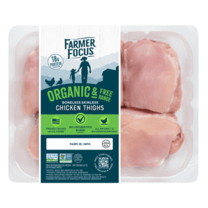 Organic & Free Range Chicken Boneless Skinless Thighs, Halal, Frozen 1.2-1.3 lb