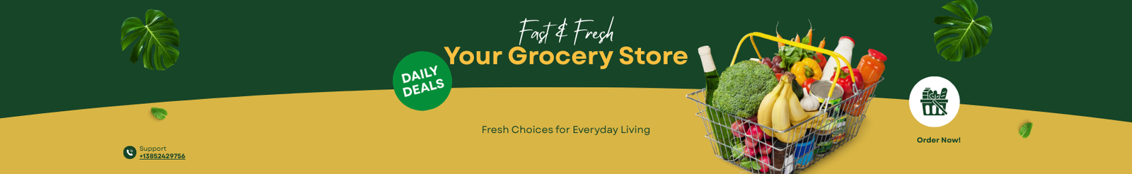 Green Yellow Modern Healthy Grocery Market Banner (1660 x 255 px) (1)