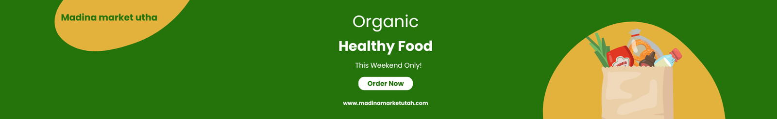 Green and Yellow Modern Organic Food Market Banner (1660 x 255 px)